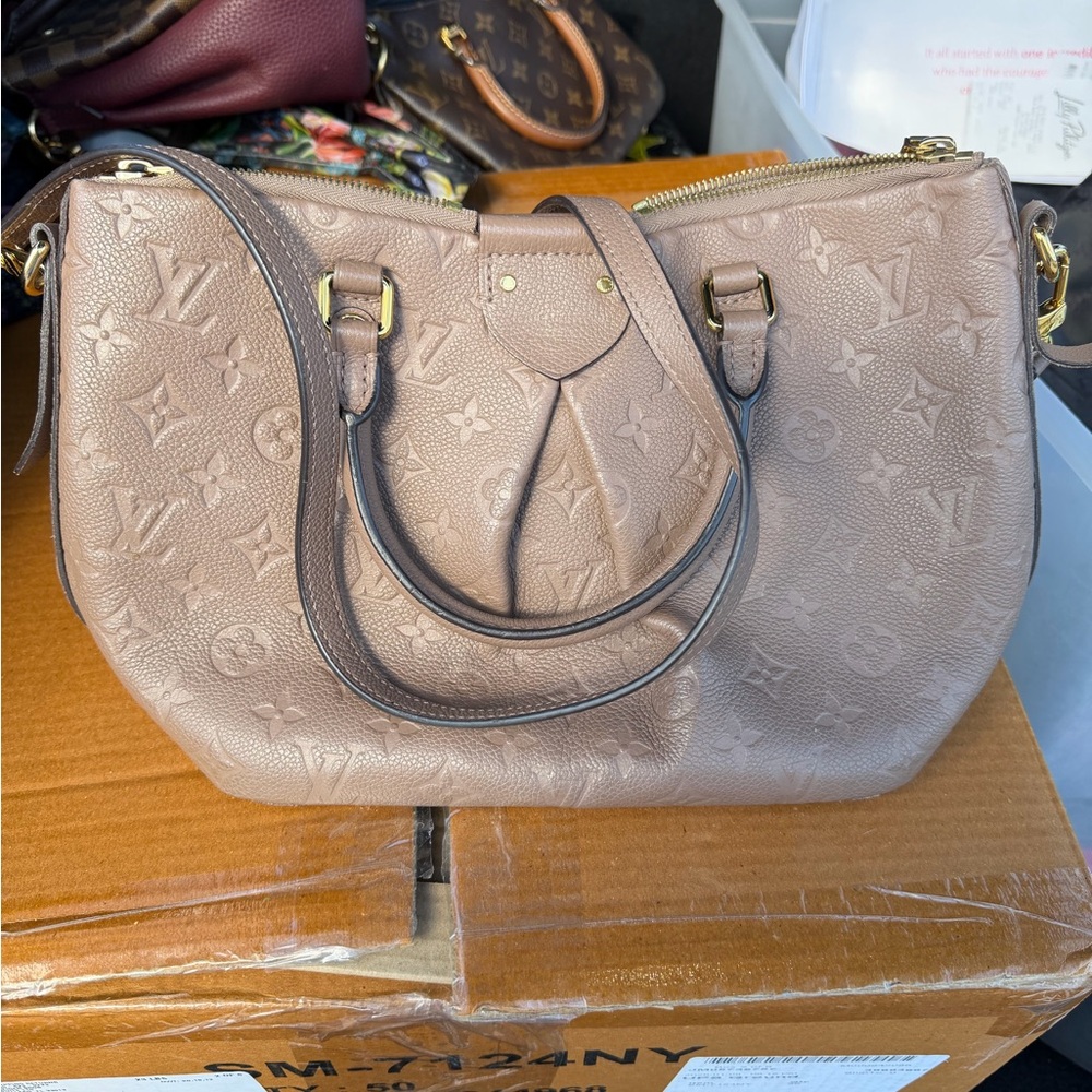 Louis Vuitton Tan Embossed Shoulder Bag